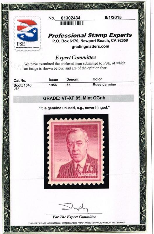 ESTATE CLOSEOUT SCOTT #1040 MINT OG NH PSE GRADED FOR LESS.THAN COST OF THE CERT