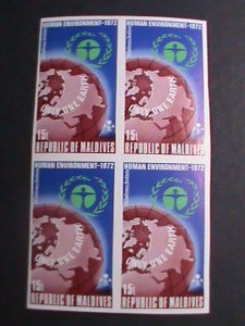 ​MALDIVE ISLAND 1972-SC#414 UN CONFERENCE ON HUMAN ENVIRONMENT MNH BLOCK VF