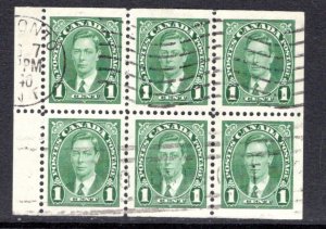 Scott 231b, 1c, Mufti issue booklet pane of 6 x 1c, USED, VF