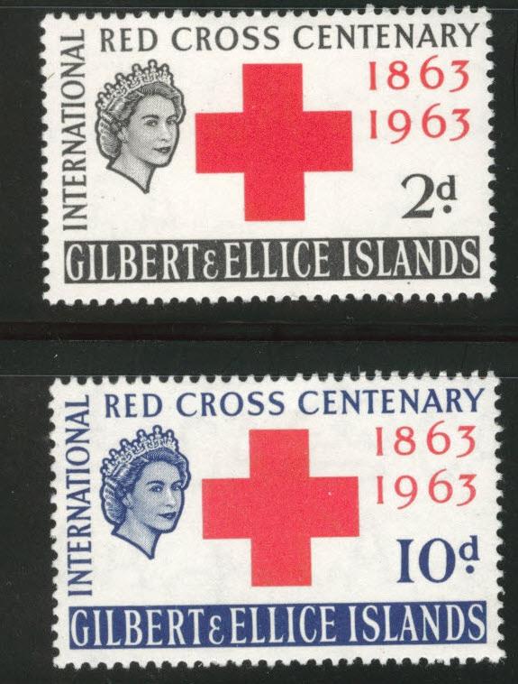 Gilbert & Ellice Islands Scott  77-8 MH* Red Cross set 1963