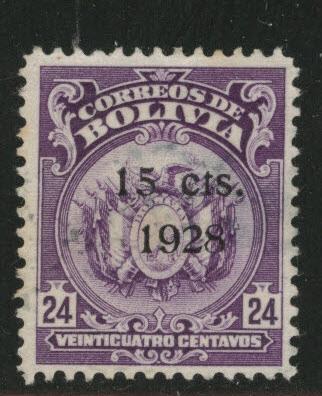 Bolivia Scott 184 used surcharged overprint stamp