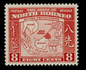 NORTH BORNEO GVI SG308, 8c scarlet, M MINT. Cat £26.