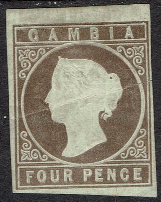 GAMBIA 1869 QV CAMEO 4D NO WMK IMPERF