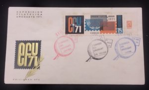 D)1971, URUGUAY, FIRST DAY COVER, ISSUE, NATIONAL PHILATELIC EXHIBITION EFU