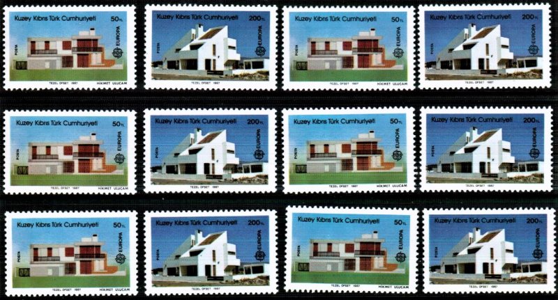 TURKISH CYPRUS 1987  - EUROPA BUILDINGS -  UMM - SET OF SIX