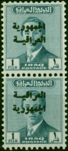 Iraq 1958 1f Grey-Blue SG426a 'Lines Transposed' V.F MNH Pair with Normal