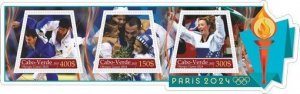 Stamps. Olympic Games 2024 in Paris  2022 year 1+1 sheets perf  Cabo Verde