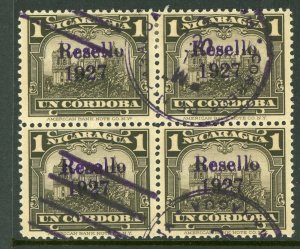 Nicaragua 1927 Cathedral Provisional 1 Cordoba w/Ditto Ink OP Block V211 ⭐