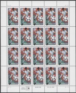 1994 US Scott #2834 29c World Cup Soccer, Sheet of 20 MNH