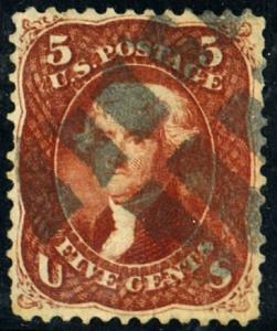 U.S. #75 Used F-VF Beautiful Color Cpl Short perfs  Cat$425