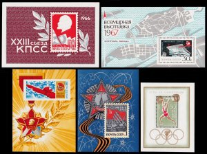 Russia Scott 3188, 3298, 3449, 3506, 3989 Souvenir Sheets (1966-72) Mint NH VF C