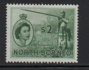 North Borneo Sc 293 1961$2 QE II &  Blowpipe stamp mint