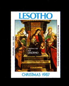 LESOTHO -1987- CHRISTMAS - RAPHAEL PAINTINGS  MINT S/S!