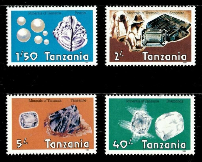 Tanzania 1986 - Minerals of Tanzania - Set of 4 Stamps - Scott #310-13 - MNH