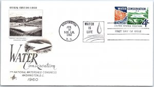 US SPECIAL PICTORIAL CANCEL FD COVER WATER IS LIFE WATER CONSERVATION 1960