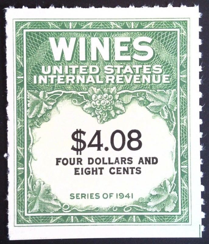 Scott #RE201 - $4.08 yel grn & blk - Cordials, Wines, ETC. Stamps - Unused