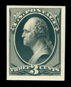 US 1873  Washington  3c black -  Trial COLOR PROOF on card - XF