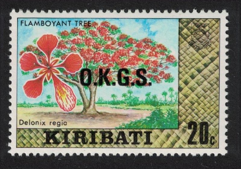 Kiribati Flamboyant tree 20c Ovpt 'O.K.G.S.' 1980 MNH SG#128
