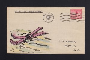 FDC: #716 Lake Placid Olympics FDC Verna Mann Hand Drawn