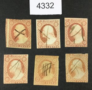MOMEN: US STAMPS  #11  PEN CANCEL USED LOT #4332