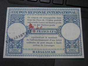 Madagascar  UPU IRC International Reply Coupon - New Value Written In