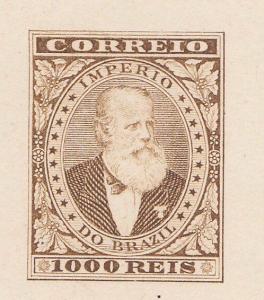 BRAZIL 1000 Reis large die proof in brown - countersunk on thick paper....87797Z