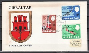 Gibraltar, Scott cat. 200-202. Tourism. Shark, Scuba Diver. First day cover. ^
