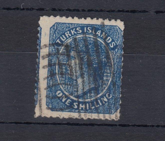 Turks Islands QV 1867 1/- Blue SG3 Fine Used J3429