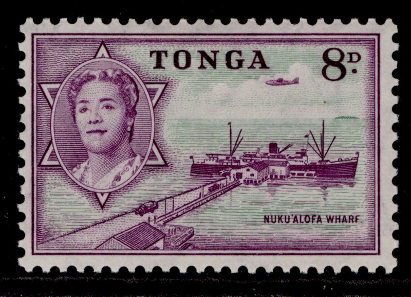 TONGA QEII SG109, 8d emerald & deep reddish violet, M MINT.