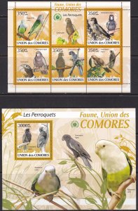 Comoro Islands, Fauna, Birds, Parrots MNH / 2009