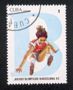CUBA  Sc# 3294  BARCELONA SUMMER OLYMPIC GAMES Long Jump 1c 1991  used /cto