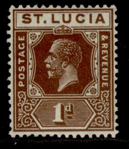 ST. LUCIA GV SG93, 1d deep brown, M MINT.