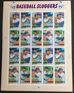 US #4080-4083 MNH Sheet of 20 Baseball Sluggers SCV $16.00