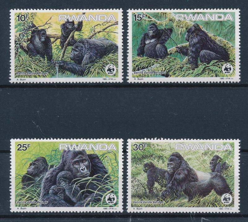 [54046] Rwanda 1985 Wild animals Mammals WWF Gorilla MNH