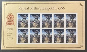 U.S. 2016 #5064 Sheet, Repeal of Stamp Act, MNH.