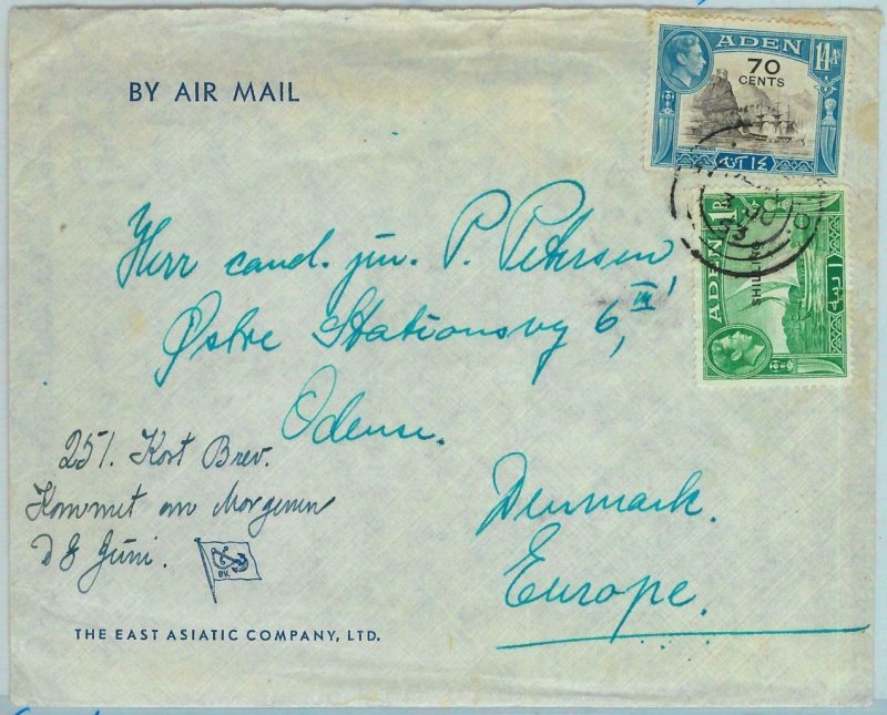 90560 -  ADEN - POSTAL HISTORY -  AIRMAIL COVER  to DENMARK with content ! 1953