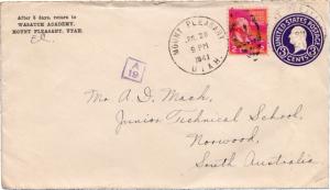 United States Utah Mount Pleasant 1941 numeral duplex  2c Adams Prexie on 3c ...