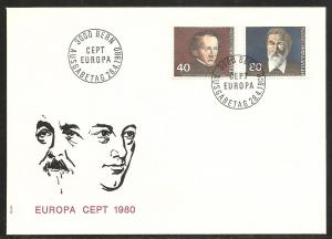 Switzerland 685-6 1980 Europa UA FDC
