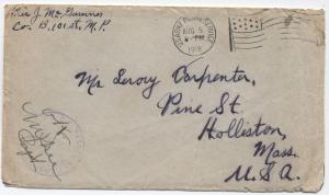 1918 US Army APO flag cancel used in France blank diespace Scarce [1759]