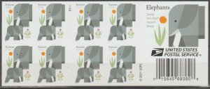 5714A, Booklet pane of 20. Elephants, MNH, Forever.