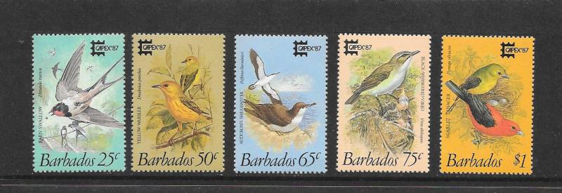 BIRDS - BARBADOS #701-5 CAPEX'87  MNH