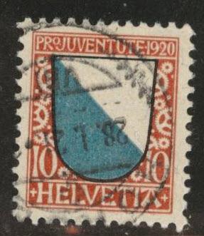 Switzerland Scott B16 used 1920 semipostal  CV$12.50
