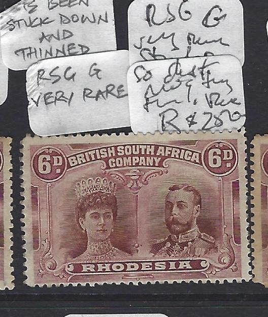 RHODESIA (PP3108B)DOUBLE HEAD 6D  RSG G VERY RARE DST MOG TINY THIN