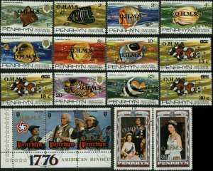 Penrhyn Islands Scott #O1 - #O15 Complete Set of 15 Used