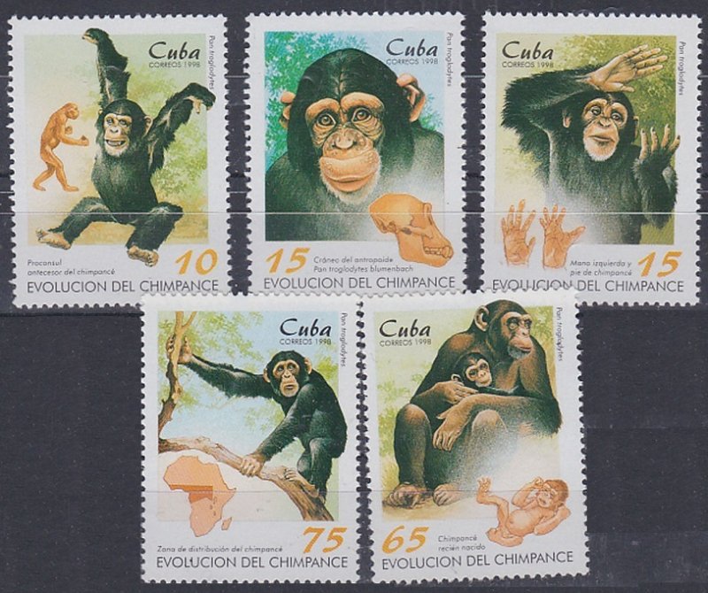 1998 Cuba 4106-4110 Fauna - Monkeys 5,50 €