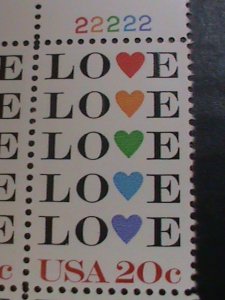 ​UNITED STATES-1984 SC#2072 COLORFUL LOVE -MNH PLATE BLOCK OF 4 VERT FINE