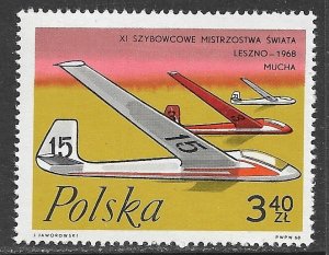 POLAND 1968 3.40z Glider Aircraft Issue Sc 1588 MNH
