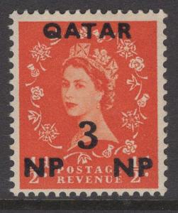 QATAR SG20 1960 3np on ½d ORANGE-RED MNH