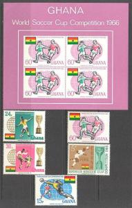 GHANA Sc# 259 - 263a MNH FVF Set of 5 + SS World Soccer Cup