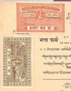 MS2522 INDIAN STATES *Indore* REVENUES Court Fee COMPLETE DOCUMENT